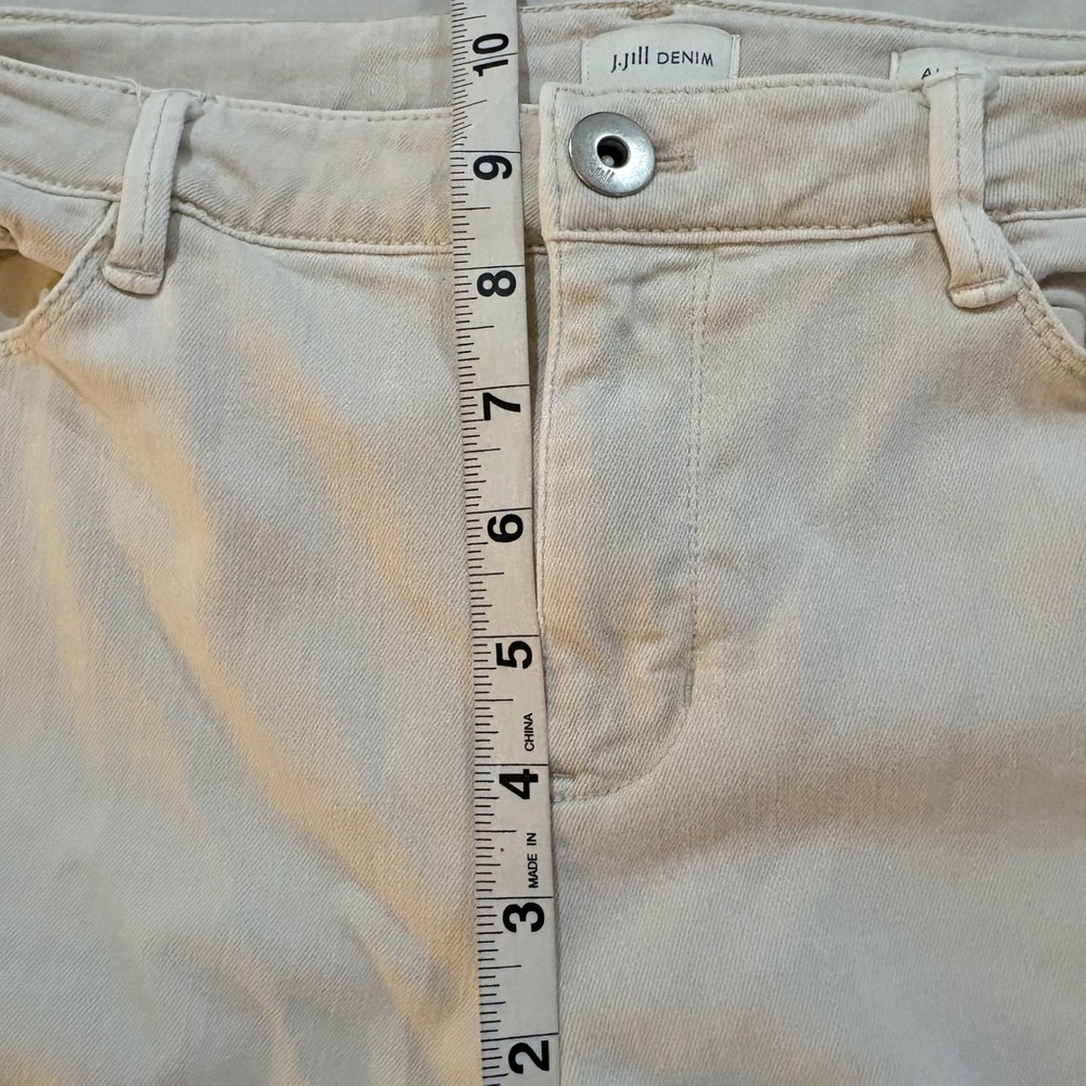 J.Jill Authentic Fit Cropped Jeans Womens 10 Off White Straight Leg Frayed Hem - Picture 7 of 7